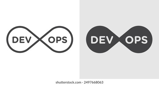 Devops icon Black line art vector logo set