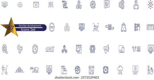 DevOps icon collection set. Containing software, development, operations, practice, combine,