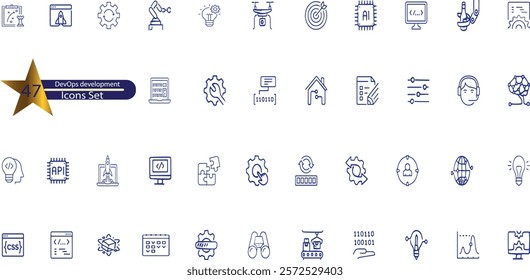 DevOps icon collection set. Containing software, development, operations, practice, combine,