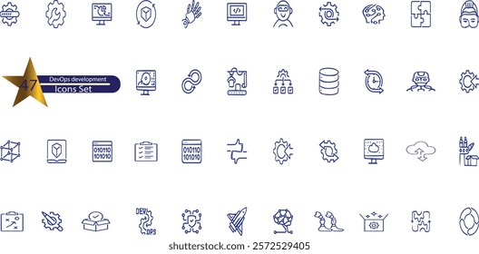 DevOps icon collection set. Containing software, development, operations, practice, combine,