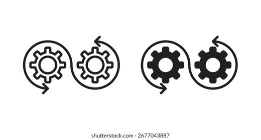 Devops icon. Stroke and Glyph pictogram. Vector illustration on white background