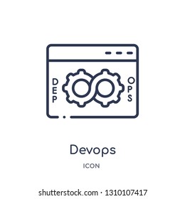 Devops Icon From Technology Outline Collection. Thin Line Devops Icon Isolated On White Background.