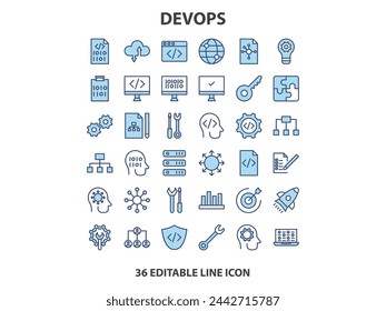 DEVOPS icons set. Collection of simple editable icons for web design, app, and more.