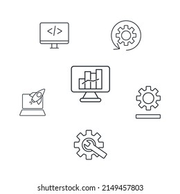 DevOps icons set . DevOps pack symbol vector elements for infographic web