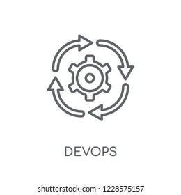DEVOPS linear icon. Modern outline DEVOPS logo concept on white background from Technology collection. Suitable for use on web apps, mobile apps and print media.