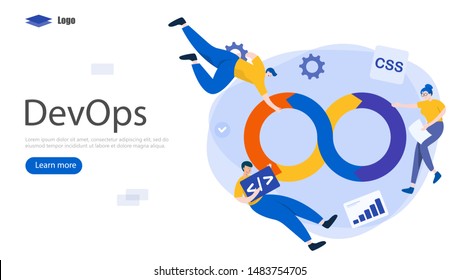 DevOps Programmers Vector Illustration Concept, Suitable for web landing page, ui, mobile app, editorial design, flyer, banner, and other related occasion