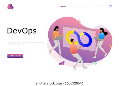 DevOps Programmers Vector Illustration Concept, Suitable for web landing page, ui, mobile app, editorial design, flyer, banner, and other related occasion