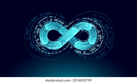 Devops software development operations infinity symbol. Programmer administration system life cycle quality. Coding building testing release monitoring. Online freelance vector illustration