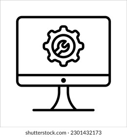 DevOps vector icons, Editable stroke, Software development and IT operations set symbols, Test release monitor operate plan creation code, on white background.