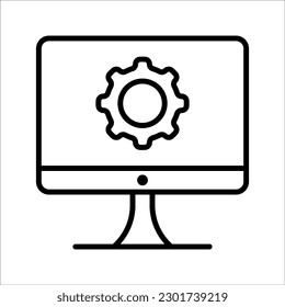 DevOps vector icons, Editable stroke, Software development and IT operations set symbols, Test release monitor operate plan creation code, on white background.