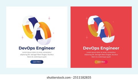 Devops at work concept. DevOps, Development and Operations. Vector illustration Concept with people using DevOps software for social media. Programmer.