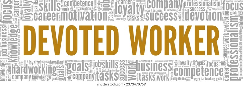 Devoted Worker word cloud conceptual design isolated on white background.