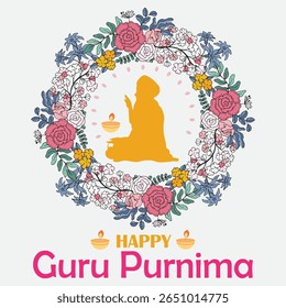 Devotos oferecendo orações e gratidão aos professores espirituais durante o festival sagrado da Lua Cheia do Guru Purnima.
