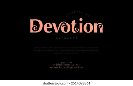 Devoción tipografía belleza moda elegante minimalista serif italic Fuentes decorativas boda vintage retro logotipos. Logotipo de alfabeto de fuente de lujo mínimo. Ilustración vectorial