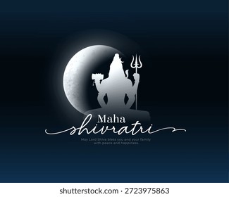 fundo maha shivratri devocional apresentando silhueta shiva branco com vetor lua brilhante