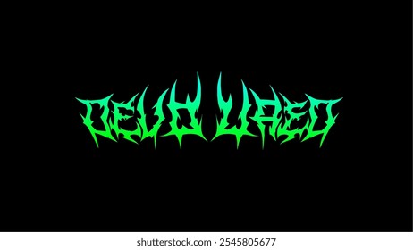 Devoured, typographic logo of the word in a sharp, spiked, and symmetrical style with a dark, intense vibe. Ideal for metal and alternative designs