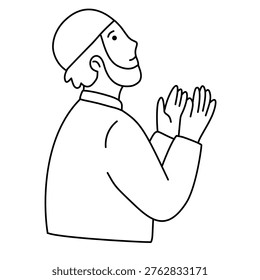 Devout person performing dua after prayer for peace and family happiness always