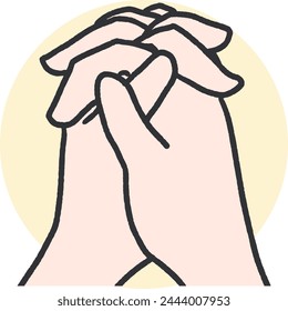 Devout Reflections Clasped Hands in Prayer Vector. Perfect for religious content, spiritual publications, and any design seeking to evoke a sense of tranquility and faith