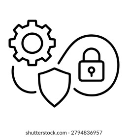 Devsecops Line Icon representing devsecops, suitable for web interfaces, presentations, reports, apps, and clean vector design projects