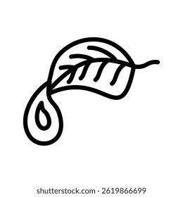Ilustración vectorial De Línea De Gota De Rocío Aislada Sobre Fondo Blanco.