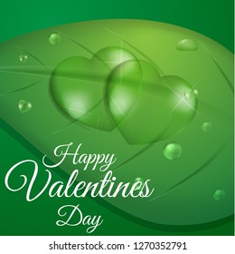 dew drops with heart shape, happy valentine's day