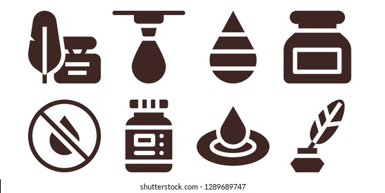  dew icon set. 8 filled dew icons. Simple modern icons about  - Ink, Drop, Droplet
