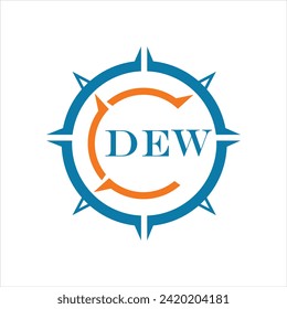 Diseño de letras DEW. Diseño del logotipo de la tecnología de letras DEW sobre fondo blanco. Diseño del logotipo de Monograma DEW para emprendedores y empresas