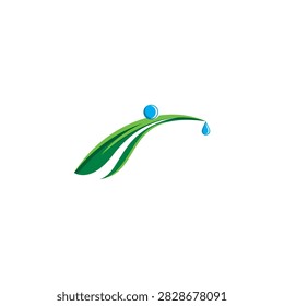 Dew Morning logo design. vector illustration of morning dew dripping onto a leaf