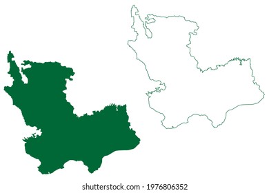 Dewas district (Madhya Pradesh State, Ujjain division, Republic of India) map vector illustration, scribble sketch Dewas map
