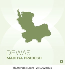 Mapa del distrito de DEWAS, Madhya Pradesh, India - Esquema de Vector editable.