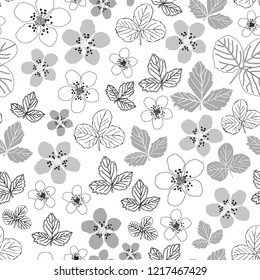 Dewberry Blooming-Flowers in Bloom,Seamless Repeat Pattern. Illustration Pattern Background. Surface Repeat Pattern Design in Black Grey and White. Perfect for Fabric, Scrap book,