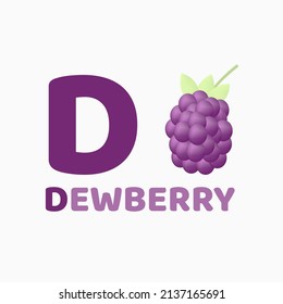 Dewberry vector illustration. Literacy aid material. Letter d, alphabet. Educational. yellow and brown gradient colors. White background.