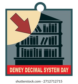 Dewey Decimal System Day tag, vector illustration