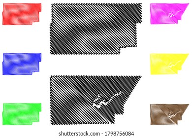DeWitt and Douglas County, Illinois (U.S. county, United States of America, USA, U.S., US) map vector illustration, scribble sketch DeWitt and Douglas map