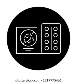 Entwürfelungstabletten für Tiere, schwarze Linie Symbol. Piktogramm für Webseiten, mobile App, Promo.