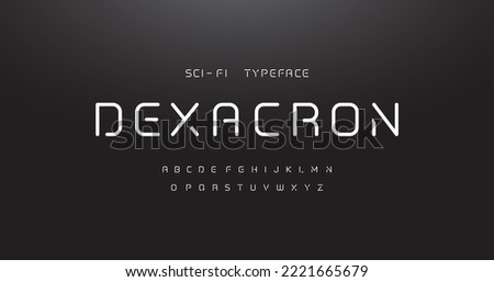 Dexacron Modern futuristic vector font. Cutting-Edge sci-fi, space.
Minimalist style letters for logo, headline, poster, music or movie cover. Vector future typographic design.
