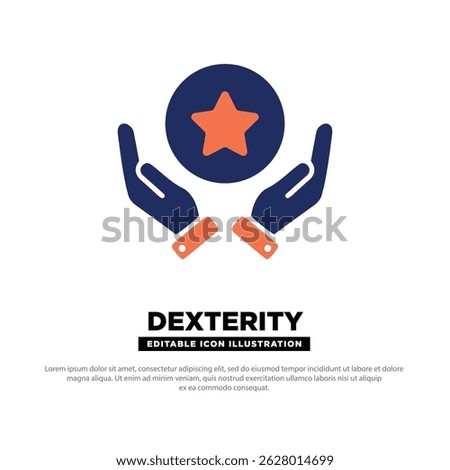 Dexterity Icon. Hands Holding Star, Representing Precision and Skill Mastery. Editable icon