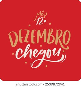 Dezembro chegou. December arrived in brazilian portuguese. Modern hand Lettering. vector.