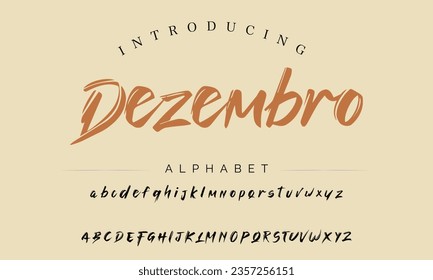 Dezembro Vector Illustration Grunge Horror Typographie. Hand Made Brush Font.