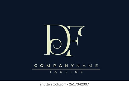 DF abstract Logo. Elegantly Designed Minimalist Monogram Logo with Stylish Lettering. Sophisticated and sleek minimalist monogram showcasing unique lettering design.