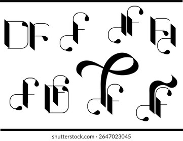 DF Calligraphy Logo: Elegant en aangepast letterontwerp, verweven kalligrafie D en G Alphabet Design