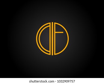 DF Circle Shape golden yellow Letter logo Design

