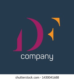 DF company logo. Monogram logo. Company logo.