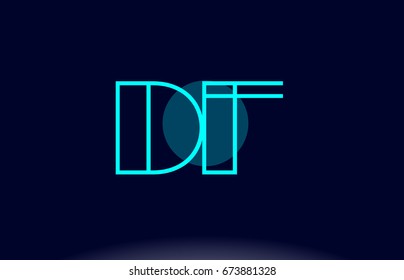 df d f blue line circle letter logo alphabet creative company vector icon design template