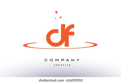 DF D F creative orange swoosh dots alphabet company letter logo design vector icon template