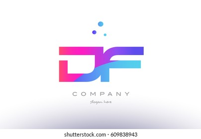 df d f  creative pink purple blue modern dots creative alphabet gradient company letter logo design vector icon template