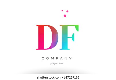 DF D F creative rainbow colors colored artistic alphabet company letter logo design vector icon template