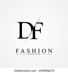 DF D F cutting and linked letter logo icon with paper cut in the middle. Creative monogram logo design. Fashion icon design template.