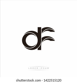 df d f Initial Letter Split Lowercase Modern Monogram linked outline rounded logo