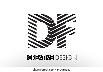 DF D F Lines Letter Design with Creative Elegant Zebra Vector Illustration.